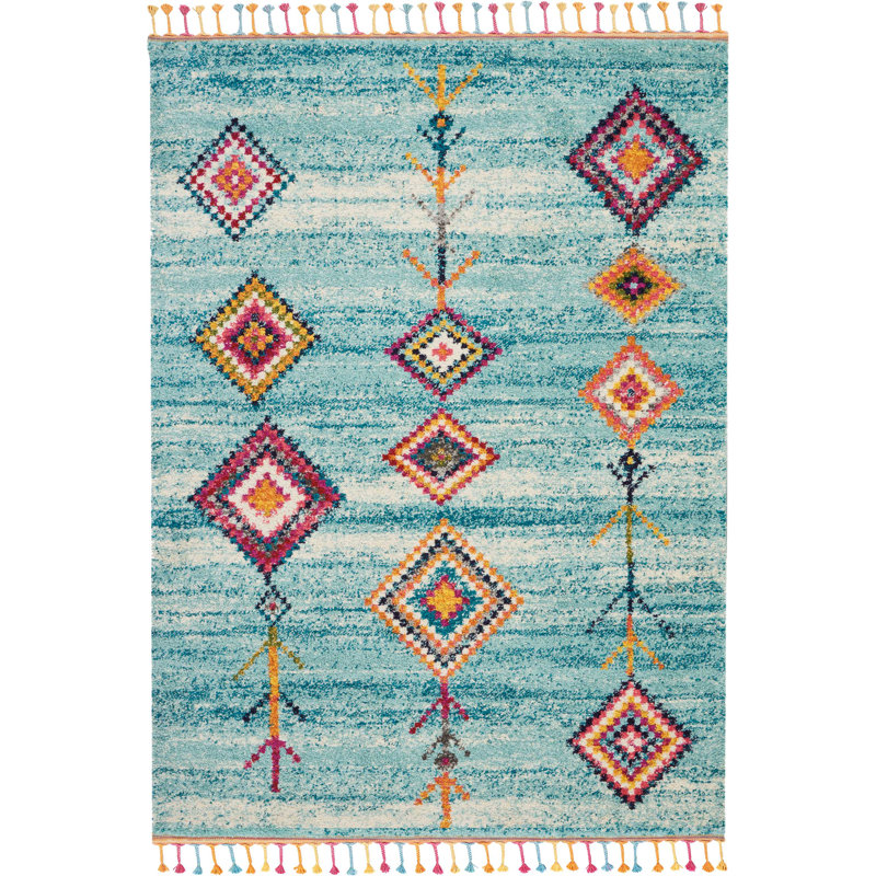 Wayne Moroccan Tribal Blue/Beige Area Rug & Reviews Joss & Main
